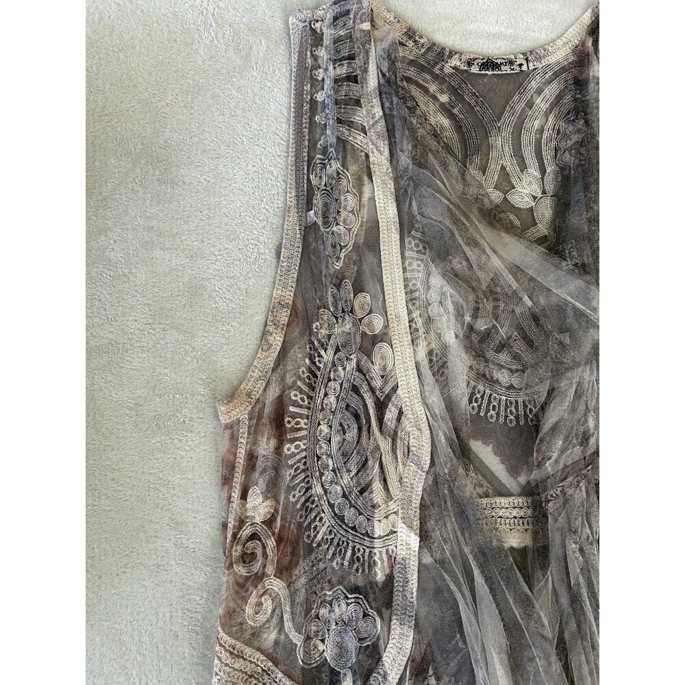 Origami Layers Of Tulle Boho Duster Vest Size OS Lagenlook Kimono - Picture 6 of 12